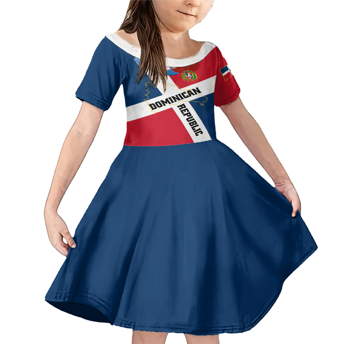 Dominican Republic Independence Day Family Matching Mermaid Dress and Hawaiian Shirt Coat Of Arms Flag Style - Wonder Print Shop