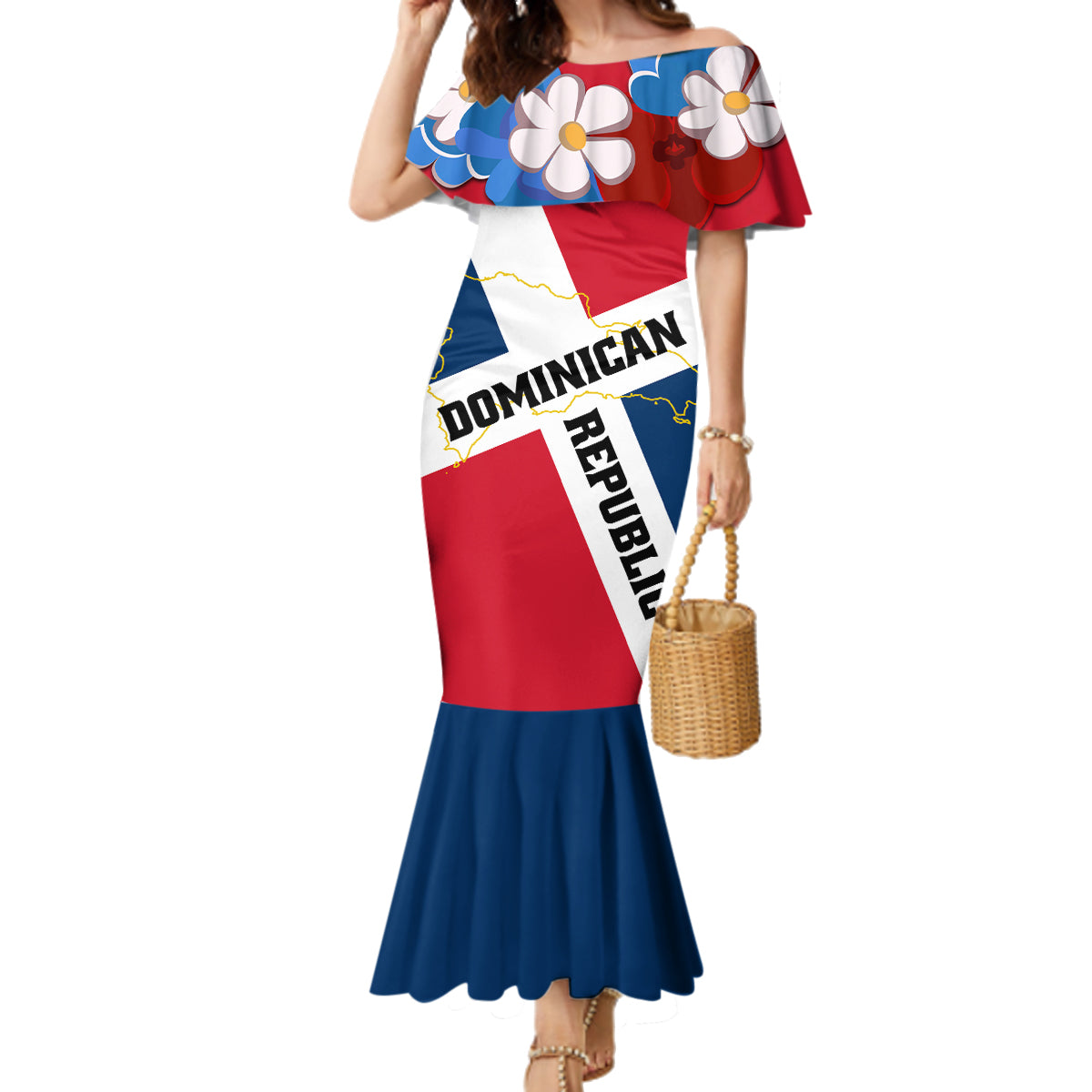 Dominican Republic Independence Day Family Matching Mermaid Dress and Hawaiian Shirt Coat Of Arms Flag Style - Wonder Print Shop