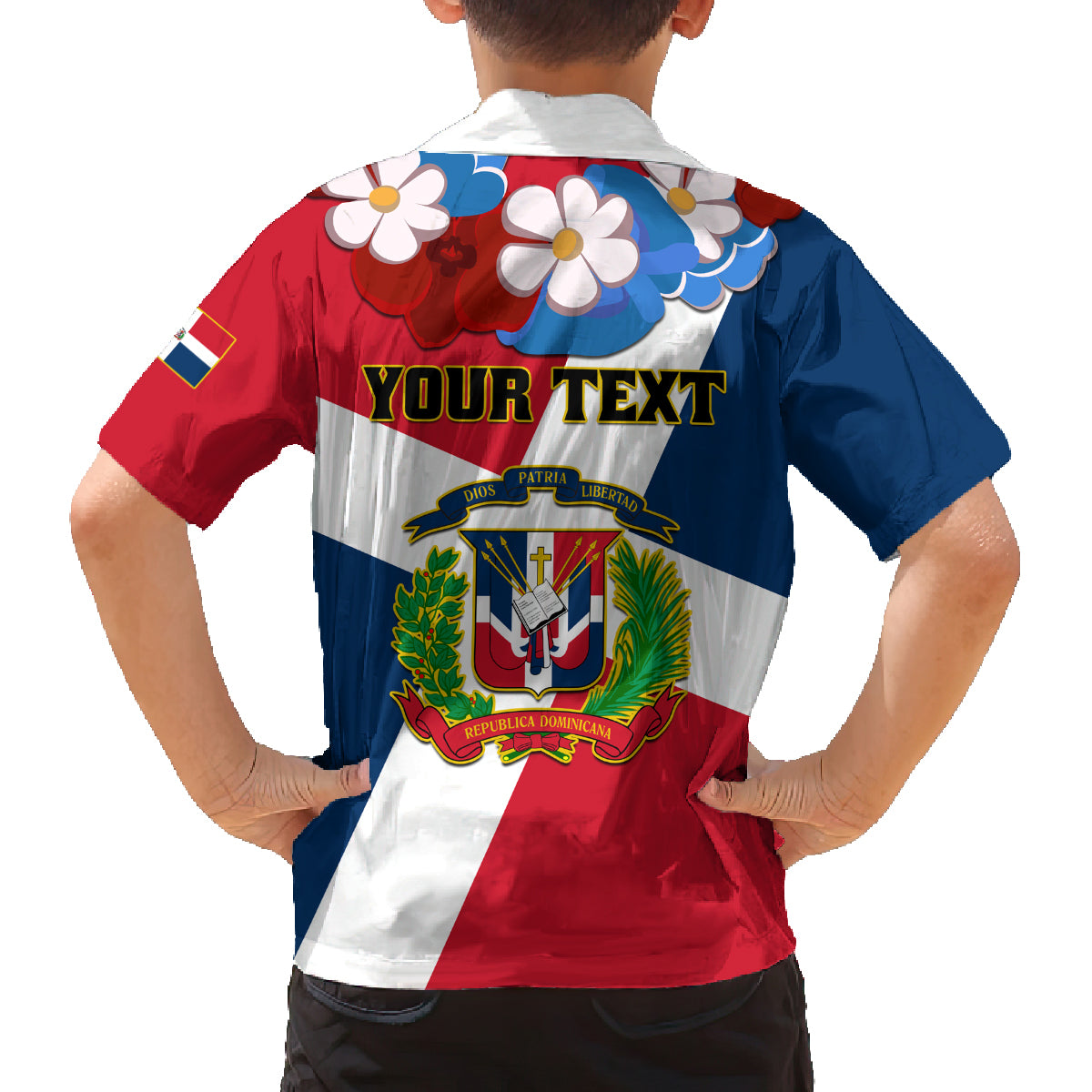Dominican Republic Independence Day Family Matching Puletasi and Hawaiian Shirt Coat Of Arms Flag Style - Wonder Print Shop