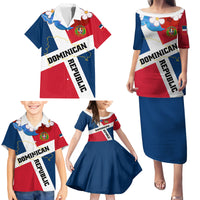 Dominican Republic Independence Day Family Matching Puletasi and Hawaiian Shirt Coat Of Arms Flag Style - Wonder Print Shop