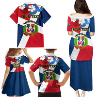 Dominican Republic Independence Day Family Matching Puletasi and Hawaiian Shirt Coat Of Arms Flag Style - Wonder Print Shop