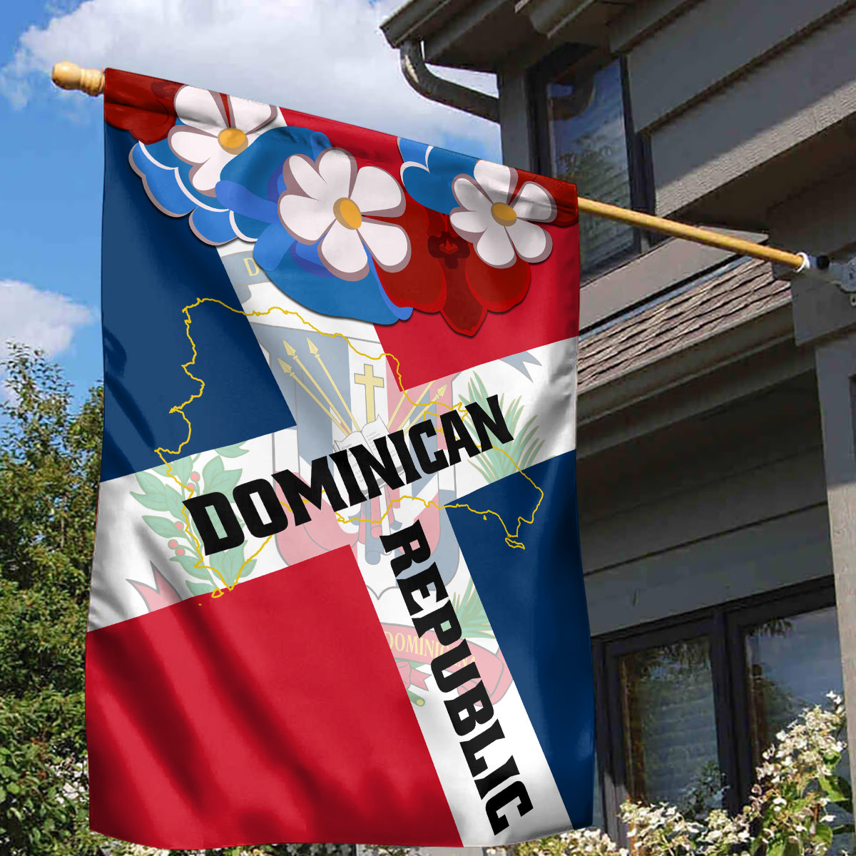 Dominican Republic Independence Day Garden Flag Coat Of Arms Flag Style - Wonder Print Shop