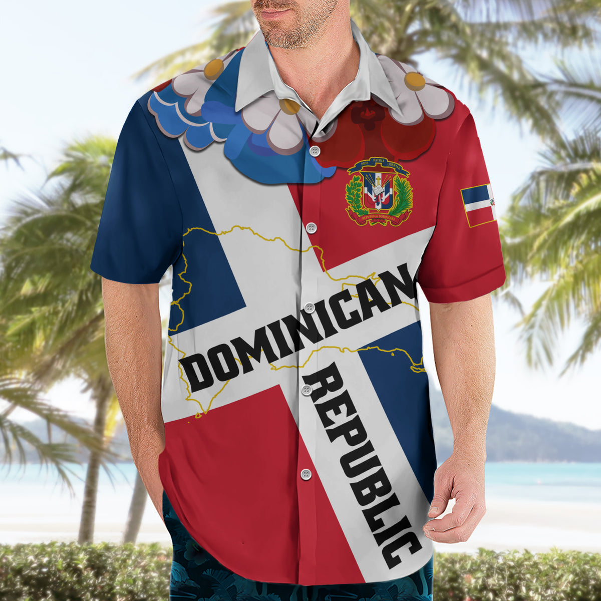 Dominican Republic Independence Day Hawaiian Shirt Coat Of Arms Flag Style - Wonder Print Shop