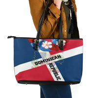 Dominican Republic Independence Day Leather Tote Bag Coat Of Arms Flag Style - Wonder Print Shop