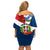 Dominican Republic Independence Day Off Shoulder Short Dress Coat Of Arms Flag Style LT01