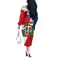 Dominican Republic Independence Day Off The Shoulder Long Sleeve Dress Coat Of Arms Flag Style - Wonder Print Shop