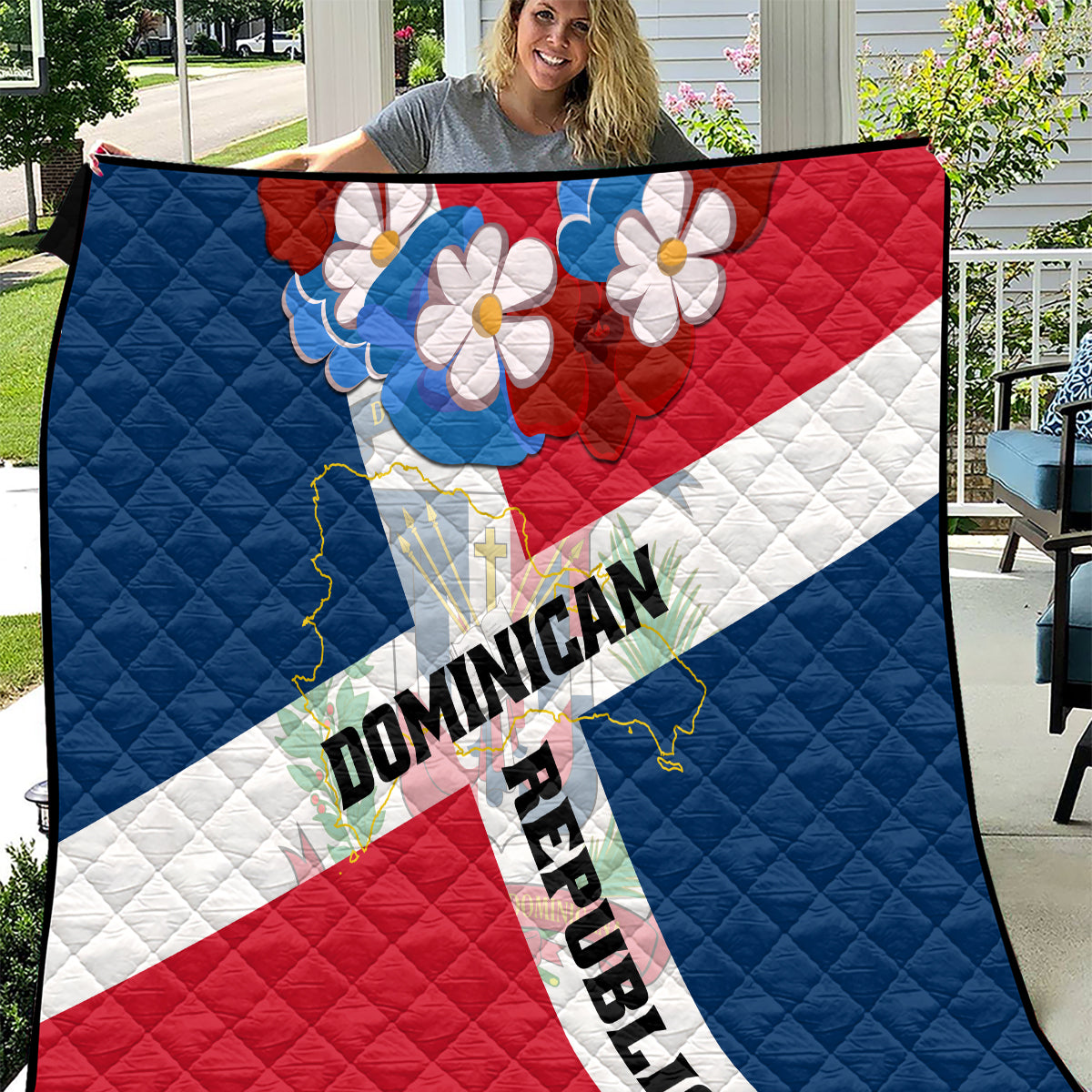 Dominican Republic Independence Day Quilt Coat Of Arms Flag Style LT01