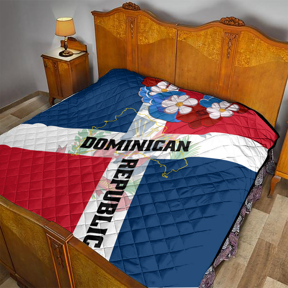Dominican Republic Independence Day Quilt Coat Of Arms Flag Style - Wonder Print Shop