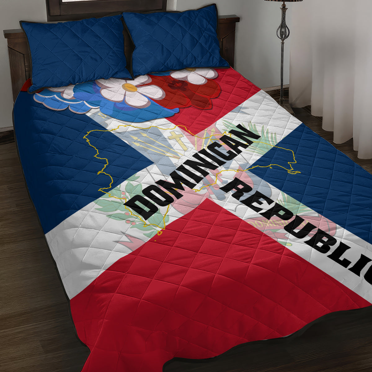 Dominican Republic Independence Day Quilt Bed Set Coat Of Arms Flag Style - Wonder Print Shop