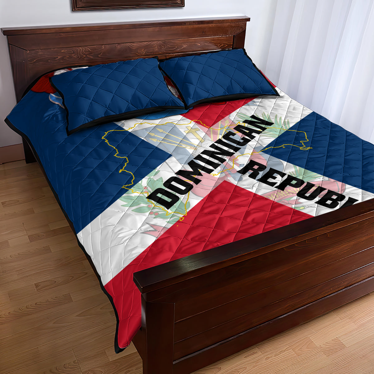 Dominican Republic Independence Day Quilt Bed Set Coat Of Arms Flag Style - Wonder Print Shop