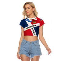 Dominican Republic Independence Day Raglan Cropped T Shirt Coat Of Arms Flag Style - Wonder Print Shop