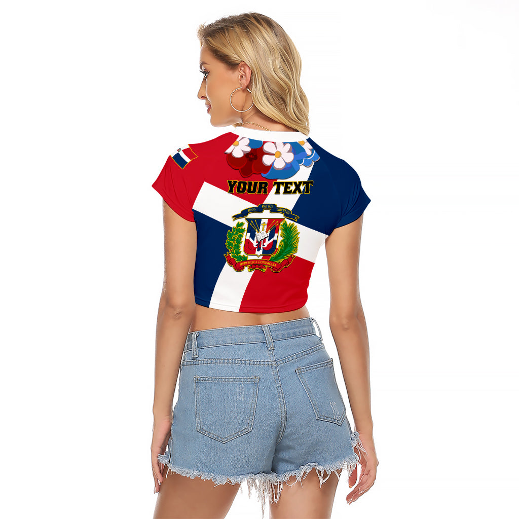 Dominican Republic Independence Day Raglan Cropped T Shirt Coat Of Arms Flag Style - Wonder Print Shop