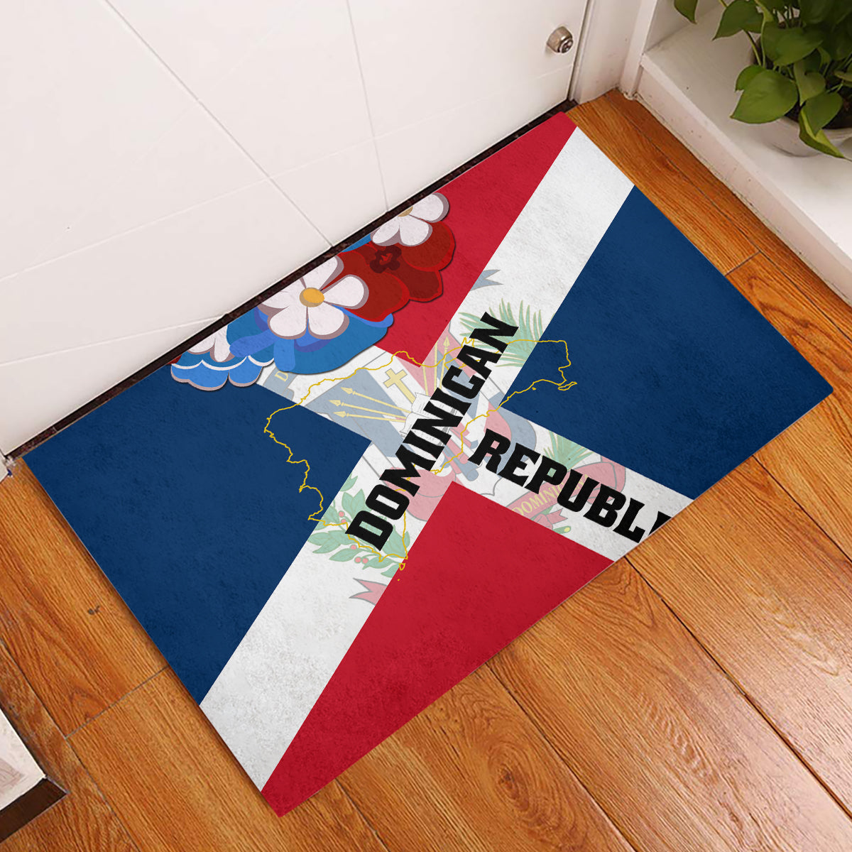 Dominican Republic Independence Day Rubber Doormat Coat Of Arms Flag Style LT01