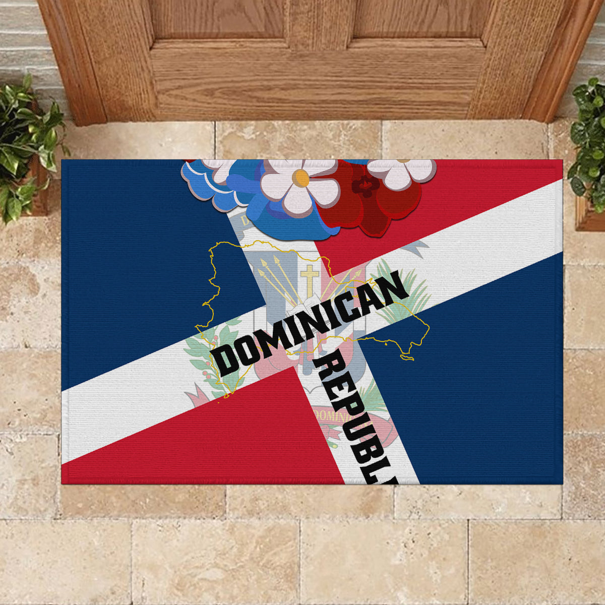Dominican Republic Independence Day Rubber Doormat Coat Of Arms Flag Style - Wonder Print Shop