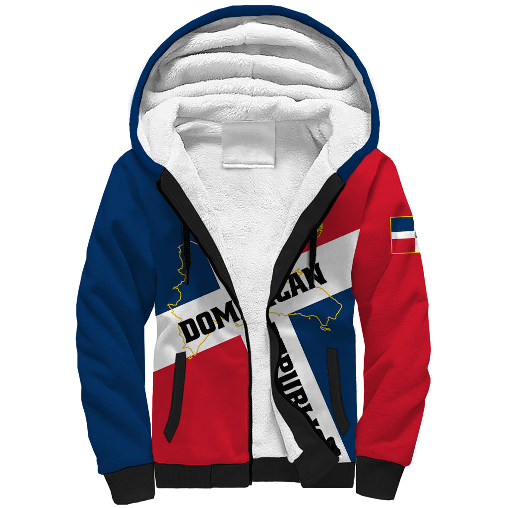 Dominican Republic Independence Day Sherpa Hoodie Coat Of Arms Flag Style LT01