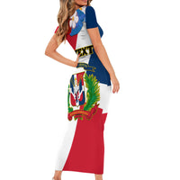 Dominican Republic Independence Day Short Sleeve Bodycon Dress Coat Of Arms Flag Style - Wonder Print Shop