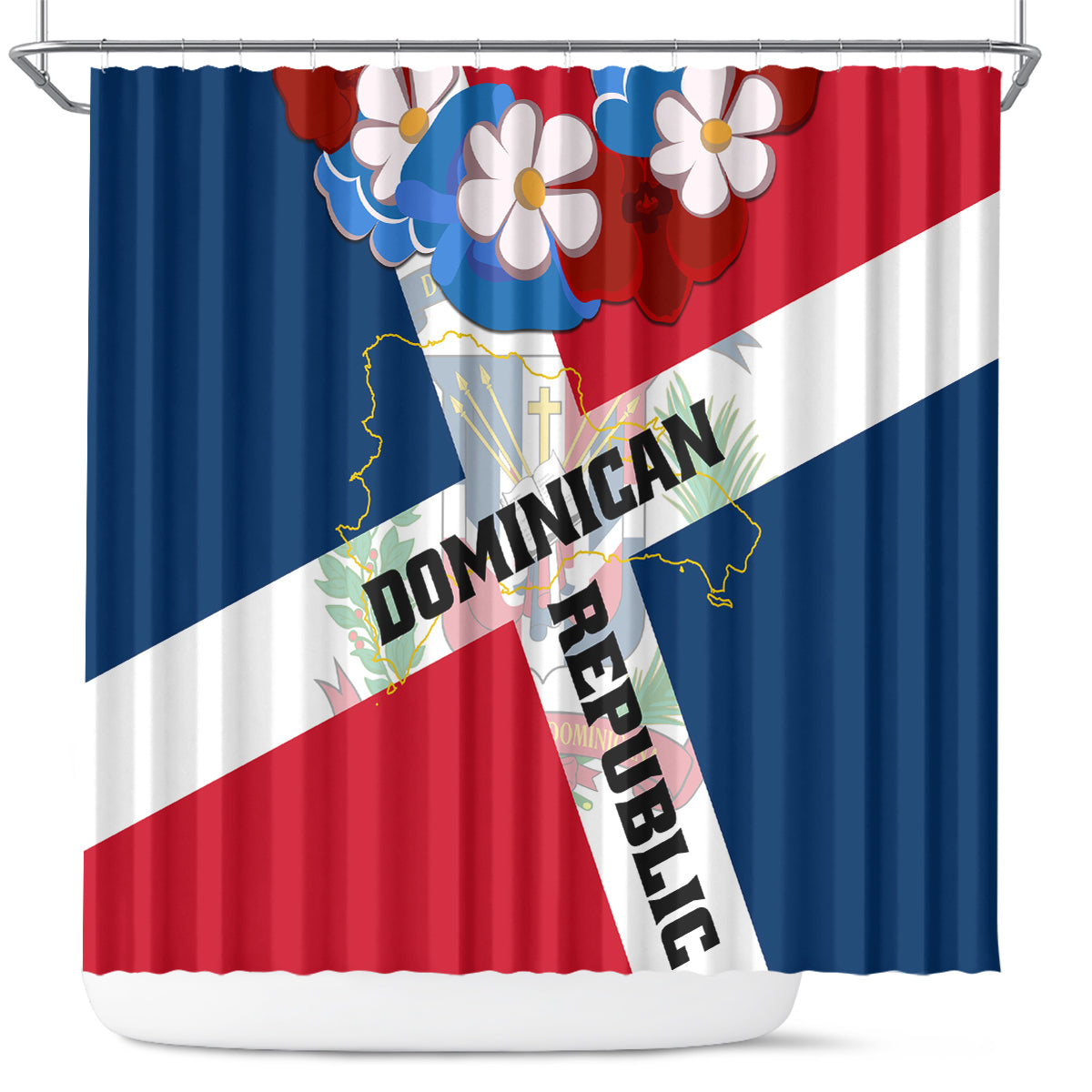 Dominican Republic Independence Day Shower Curtain Coat Of Arms Flag Style LT01