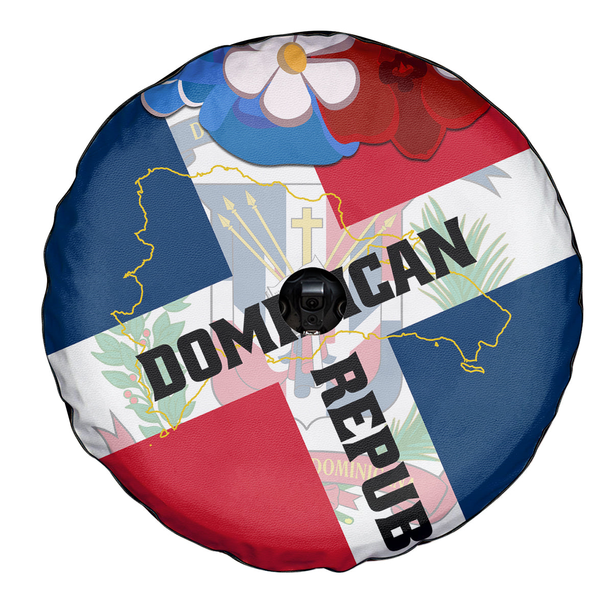 Dominican Republic Independence Day Spare Tire Cover Coat Of Arms Flag Style - Wonder Print Shop