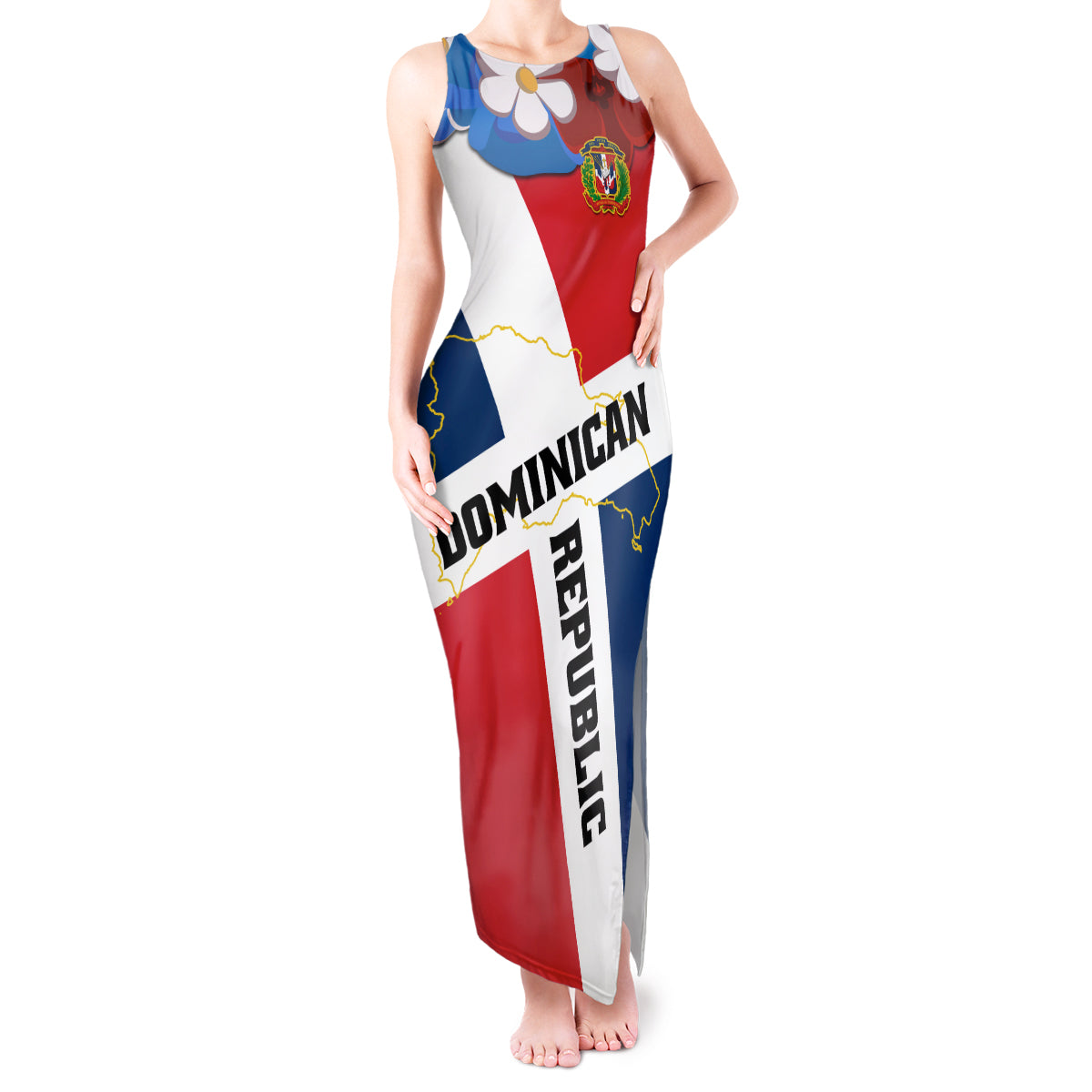 Dominican Republic Independence Day Tank Maxi Dress Coat Of Arms Flag Style LT01