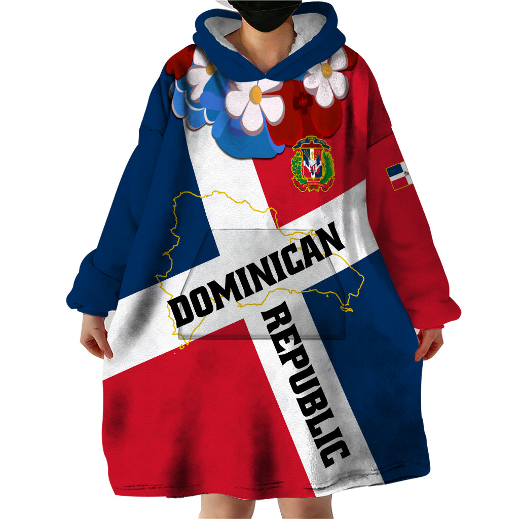 Dominican Republic Independence Day Wearable Blanket Hoodie Coat Of Arms Flag Style - Wonder Print Shop