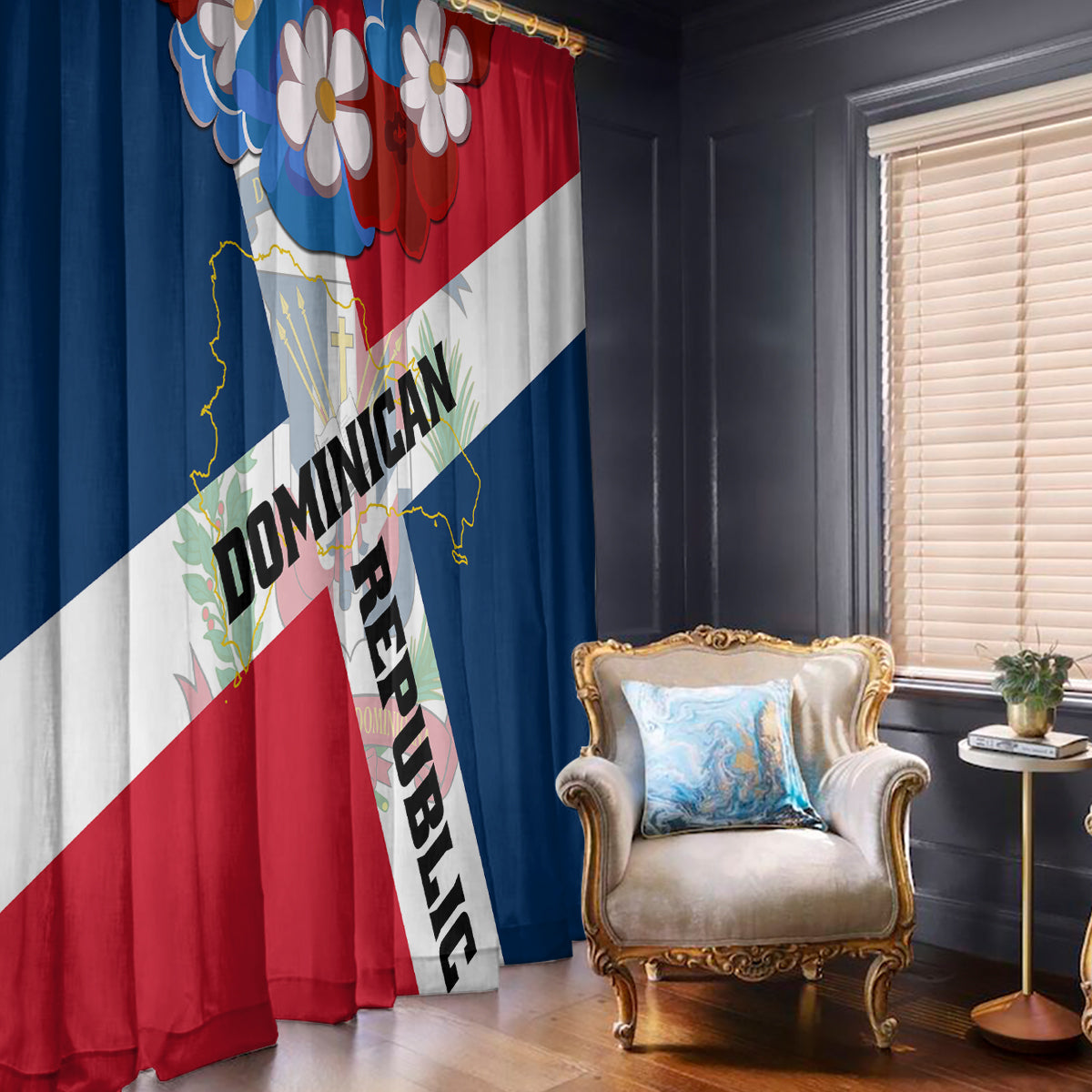 Dominican Republic Independence Day Window Curtain Coat Of Arms Flag Style - Wonder Print Shop