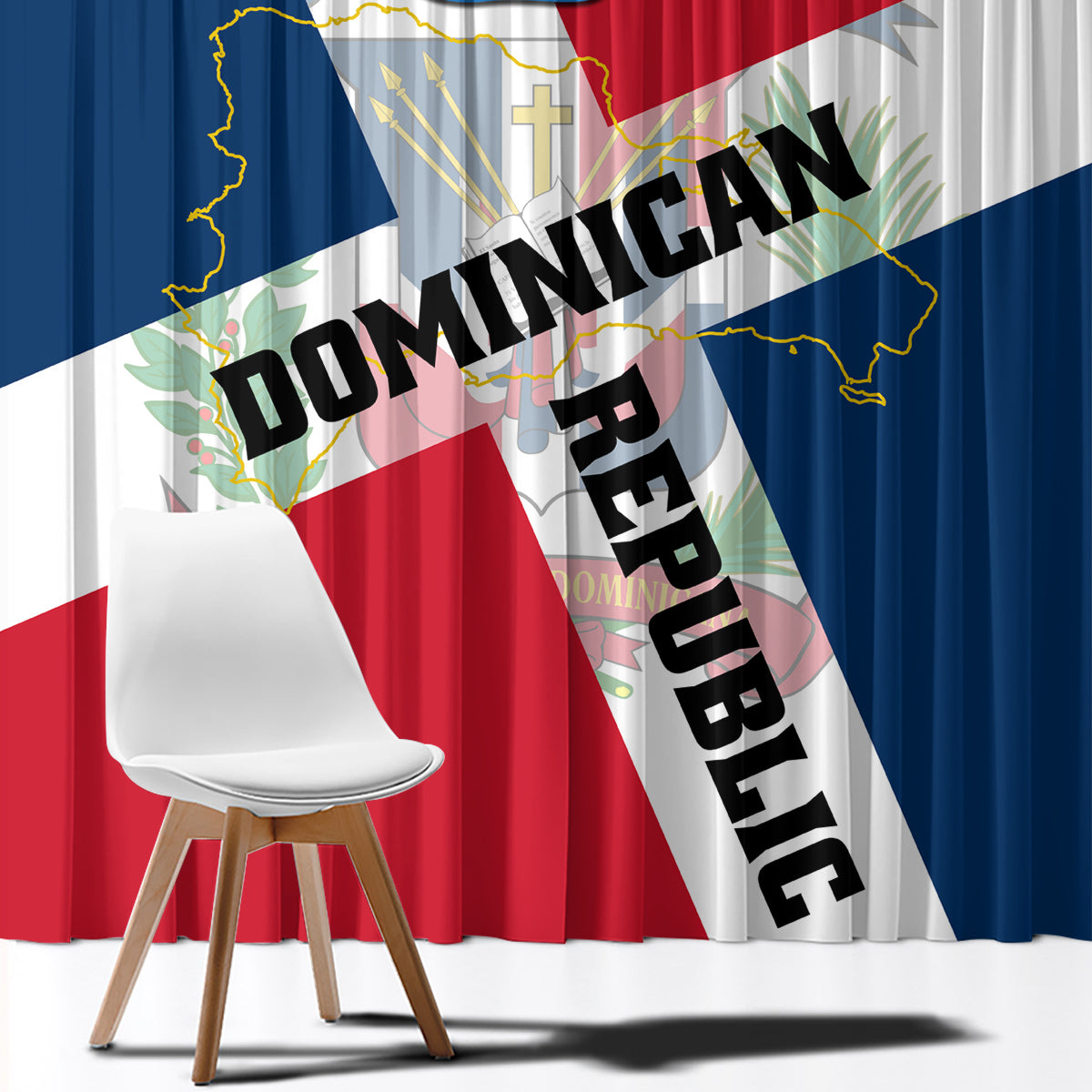 Dominican Republic Independence Day Window Curtain Coat Of Arms Flag Style - Wonder Print Shop