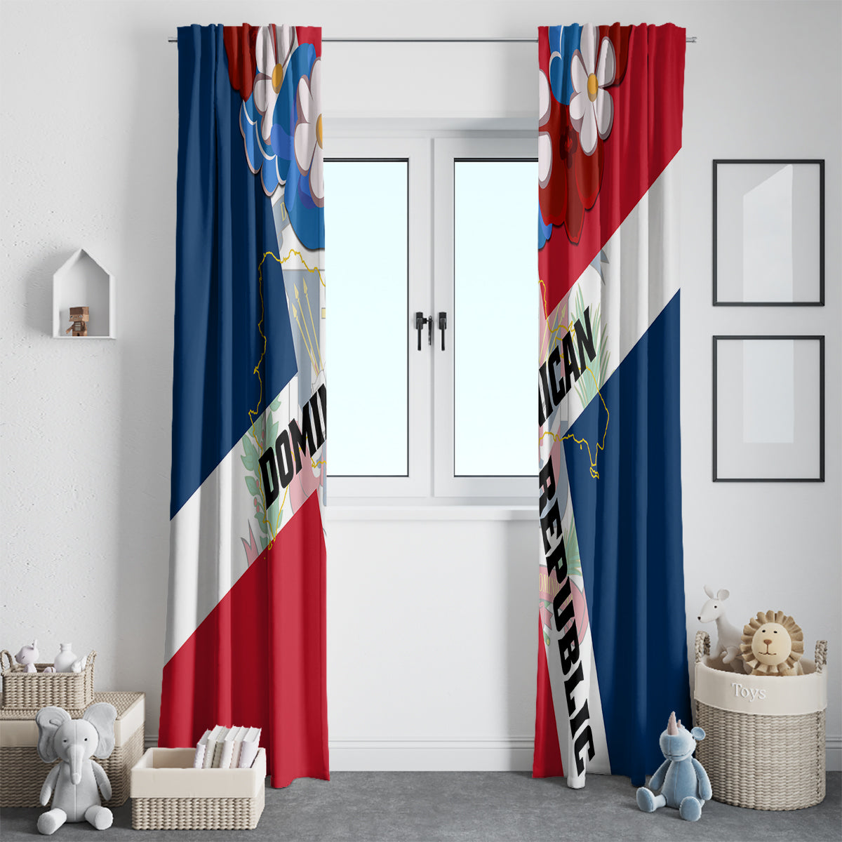 Dominican Republic Independence Day Window Curtain Coat Of Arms Flag Style - Wonder Print Shop