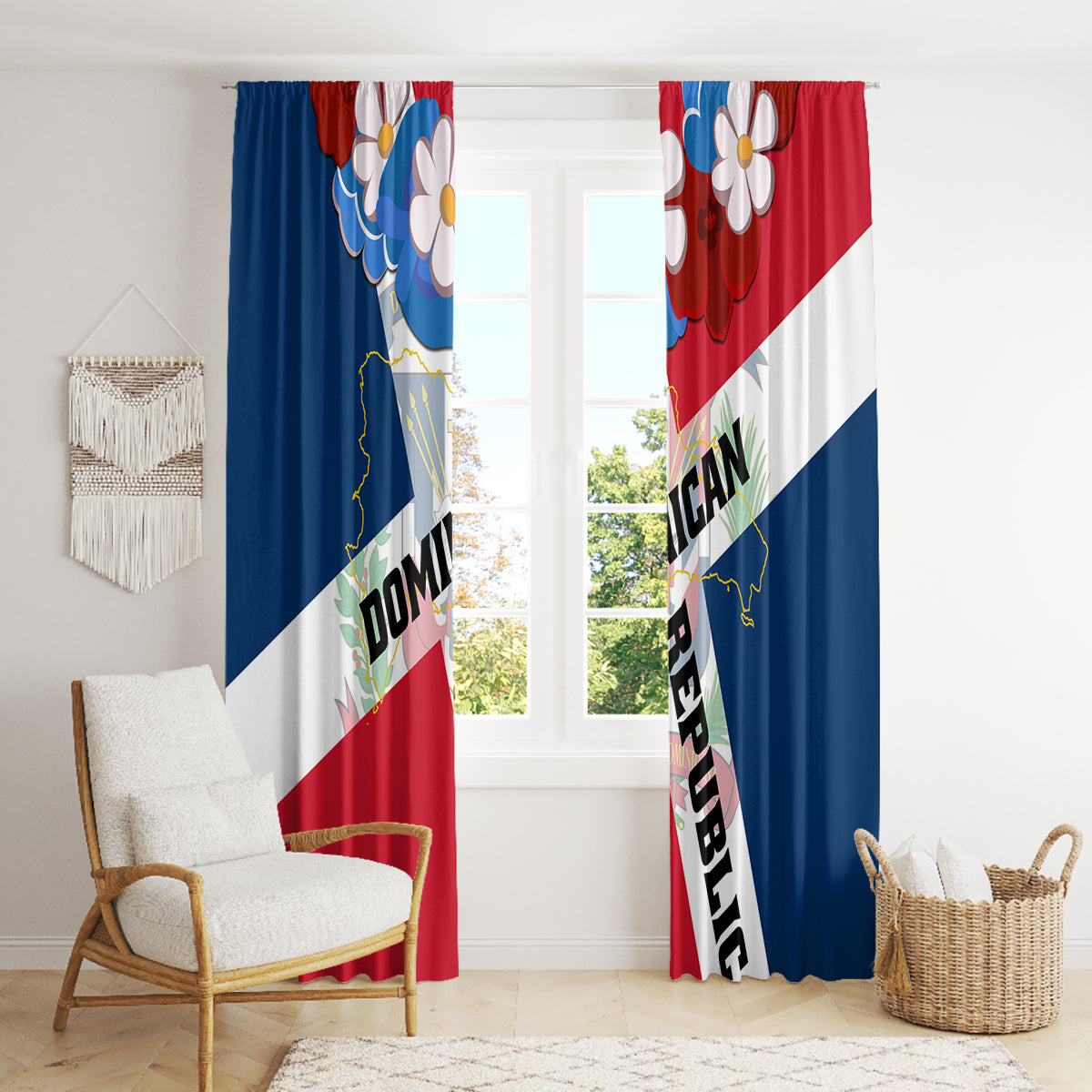 Dominican Republic Independence Day Window Curtain Coat Of Arms Flag Style - Wonder Print Shop