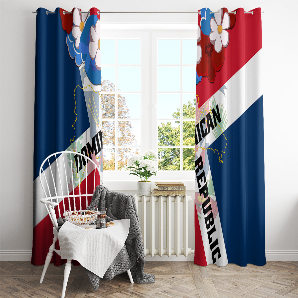 Dominican Republic Independence Day Window Curtain Coat Of Arms Flag Style - Wonder Print Shop
