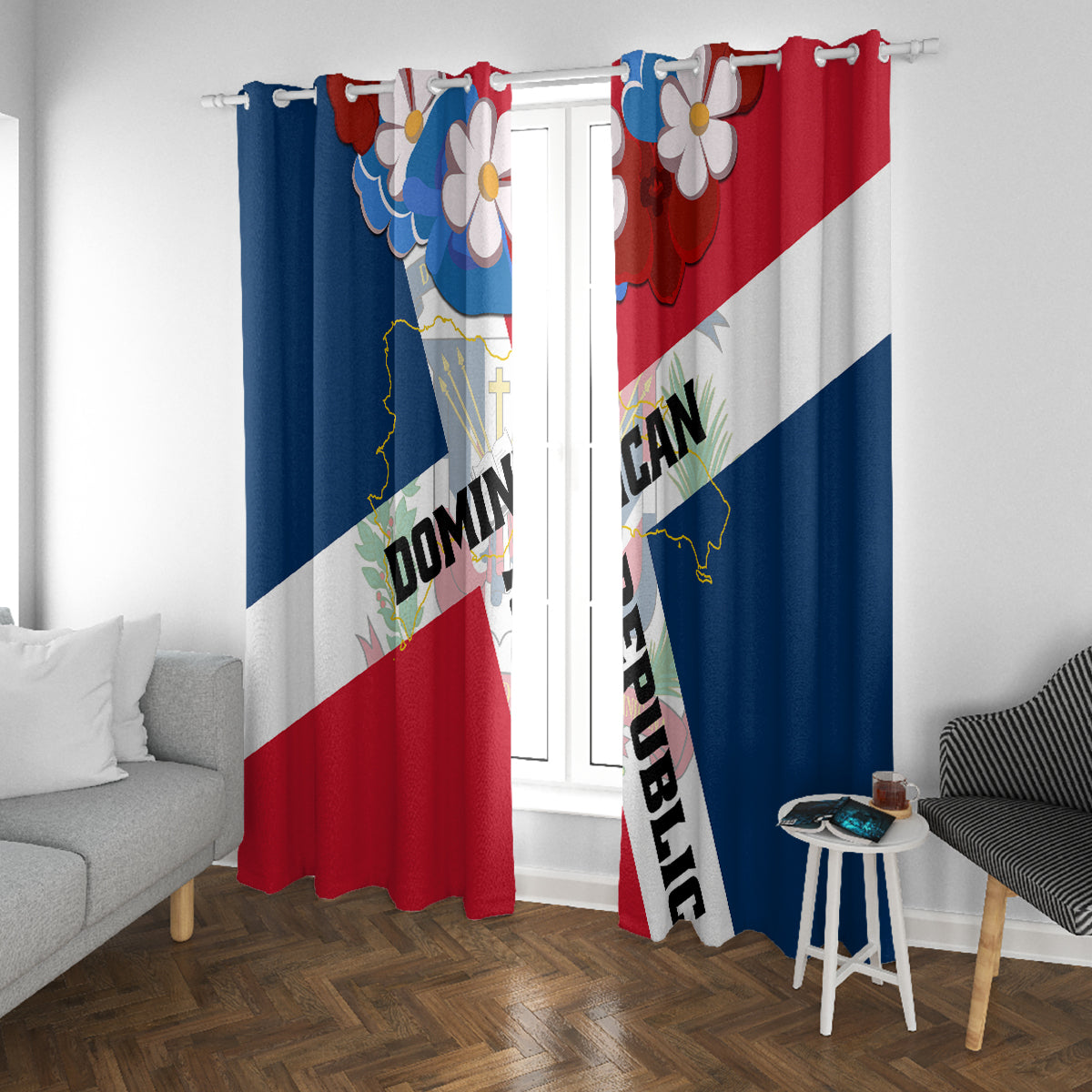 Dominican Republic Independence Day Window Curtain Coat Of Arms Flag Style - Wonder Print Shop