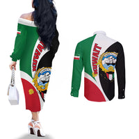 kuwait-national-day-couples-matching-off-the-shoulder-long-sleeve-dress-and-long-sleeve-button-shirt-kuwayt-coat-of-arms-arfaj-flower