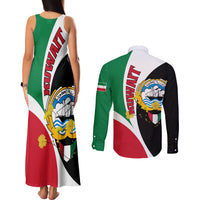 Kuwait National Day Couples Matching Tank Maxi Dress and Long Sleeve Button Shirt Kuwayt Coat Of Arms Arfaj Flower - Wonder Print Shop