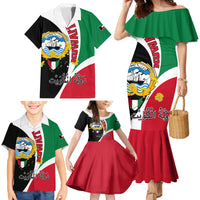 Kuwait National Day Family Matching Mermaid Dress and Hawaiian Shirt Kuwayt Coat Of Arms Arfaj Flower - Wonder Print Shop