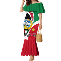 Kuwait National Day Family Matching Mermaid Dress and Hawaiian Shirt Kuwayt Coat Of Arms Arfaj Flower - Wonder Print Shop