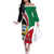 Kuwait National Day Family Matching Off Shoulder Long Sleeve Dress and Hawaiian Shirt Kuwayt Coat Of Arms Arfaj Flower - Wonder Print Shop