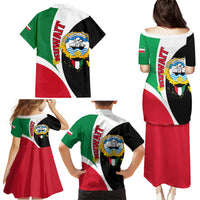 Kuwait National Day Family Matching Puletasi and Hawaiian Shirt Kuwayt Coat Of Arms Arfaj Flower - Wonder Print Shop