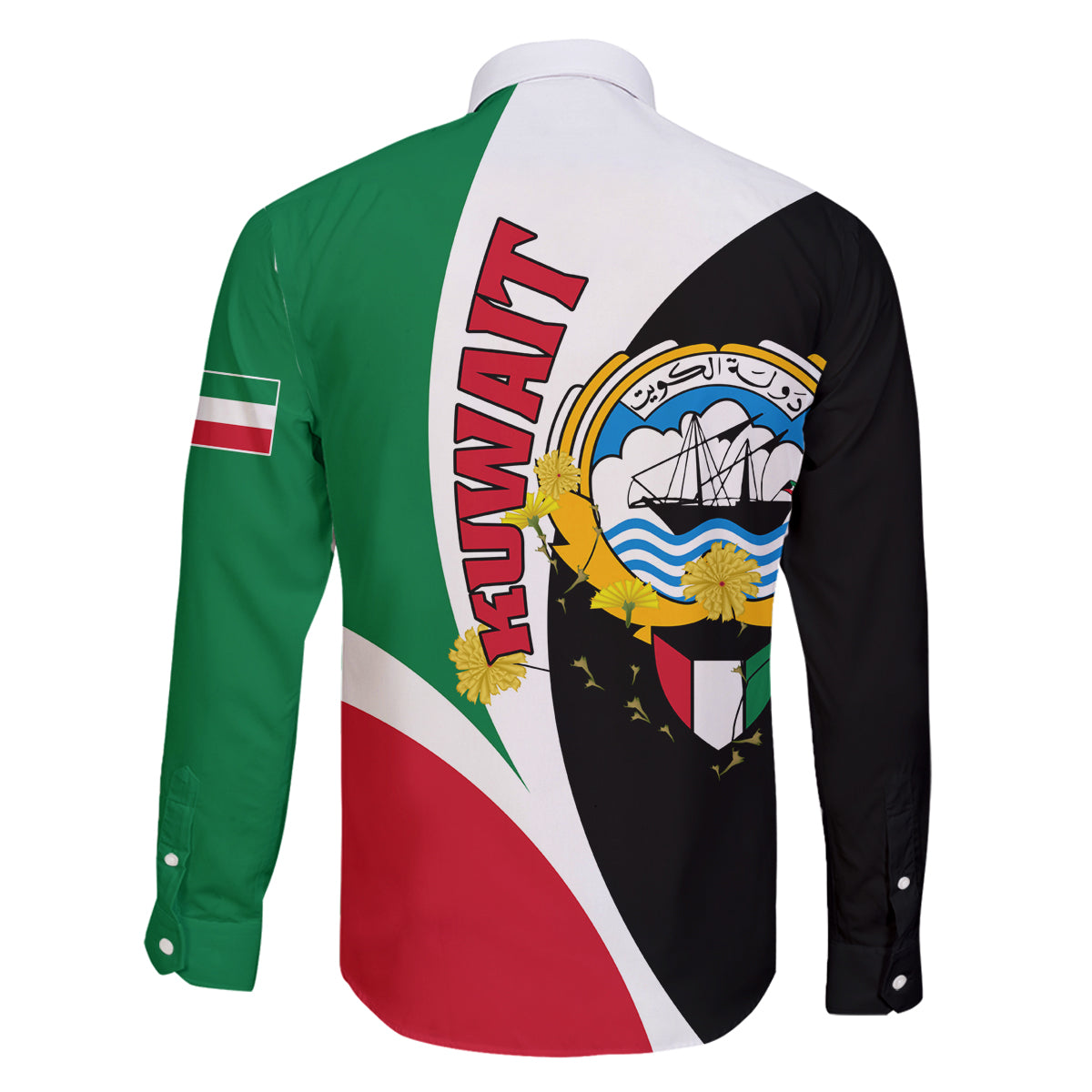 Kuwait National Day Family Matching Puletasi and Hawaiian Shirt Kuwayt Coat Of Arms Arfaj Flower - Wonder Print Shop