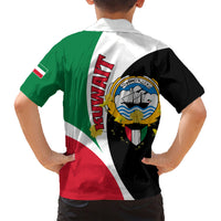 Kuwait National Day Family Matching Short Sleeve Bodycon Dress and Hawaiian Shirt Kuwayt Coat Of Arms Arfaj Flower - Wonder Print Shop