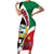 Kuwait National Day Family Matching Short Sleeve Bodycon Dress and Hawaiian Shirt Kuwayt Coat Of Arms Arfaj Flower - Wonder Print Shop