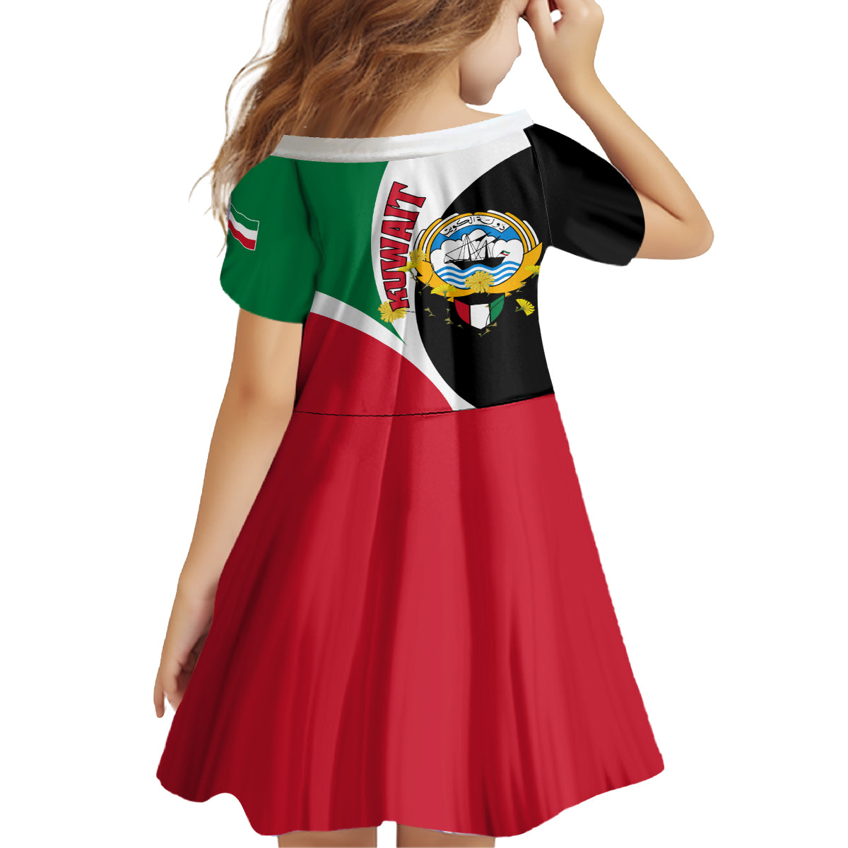 Kuwait National Day Family Matching Summer Maxi Dress and Hawaiian Shirt Kuwayt Coat Of Arms Arfaj Flower - Wonder Print Shop