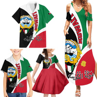 Kuwait National Day Family Matching Summer Maxi Dress and Hawaiian Shirt Kuwayt Coat Of Arms Arfaj Flower - Wonder Print Shop