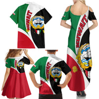 Kuwait National Day Family Matching Summer Maxi Dress and Hawaiian Shirt Kuwayt Coat Of Arms Arfaj Flower - Wonder Print Shop
