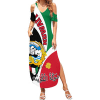 Kuwait National Day Family Matching Summer Maxi Dress and Hawaiian Shirt Kuwayt Coat Of Arms Arfaj Flower - Wonder Print Shop