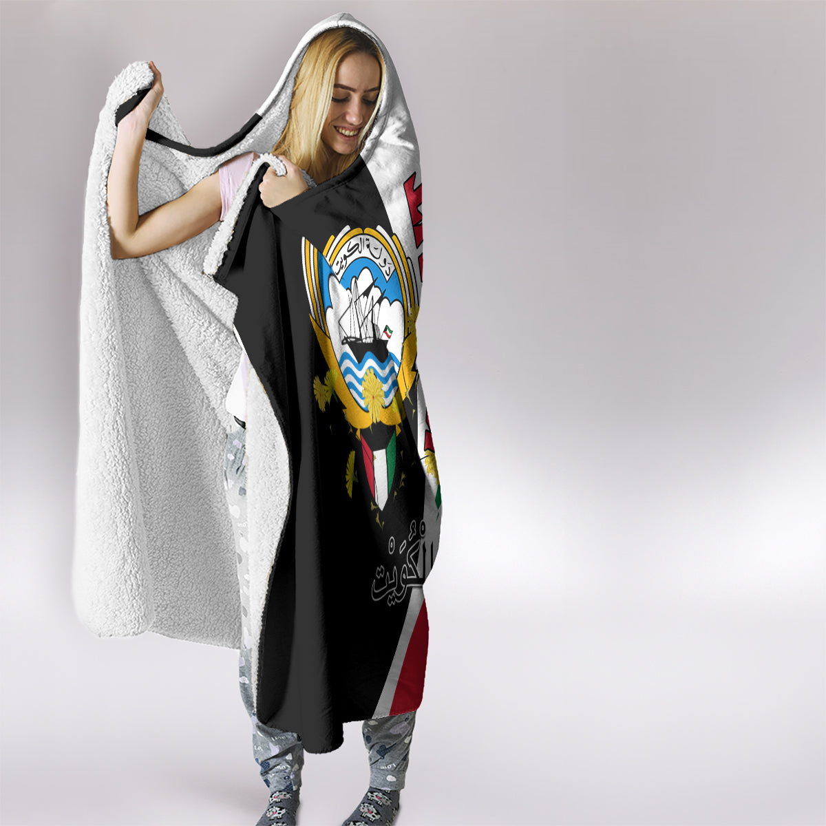 Kuwait National Day Hooded Blanket Kuwayt Coat Of Arms Arfaj Flower