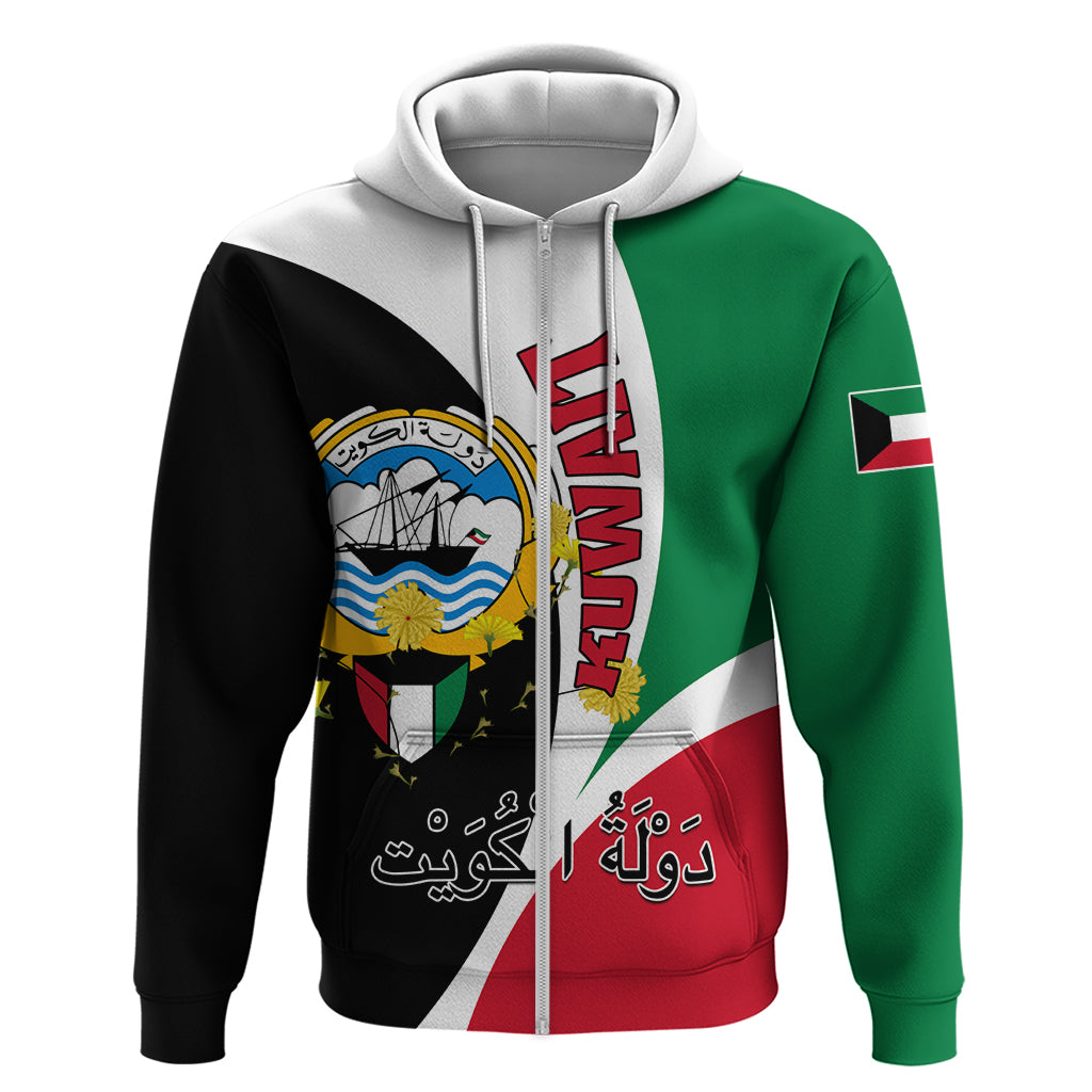 Kuwait National Day Hoodie Kuwayt Coat Of Arms Arfaj Flower - Wonder Print Shop