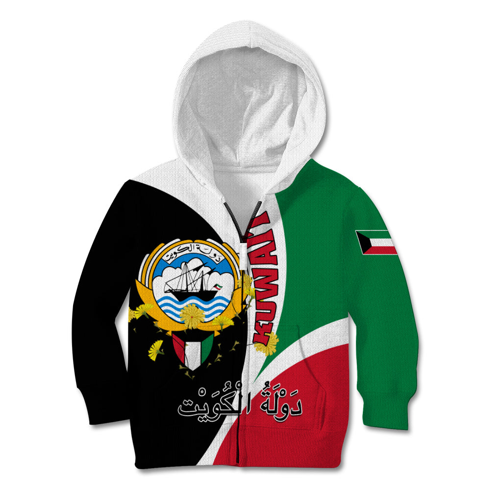 Kuwait National Day Kid Hoodie Kuwayt Coat Of Arms Arfaj Flower - Wonder Print Shop