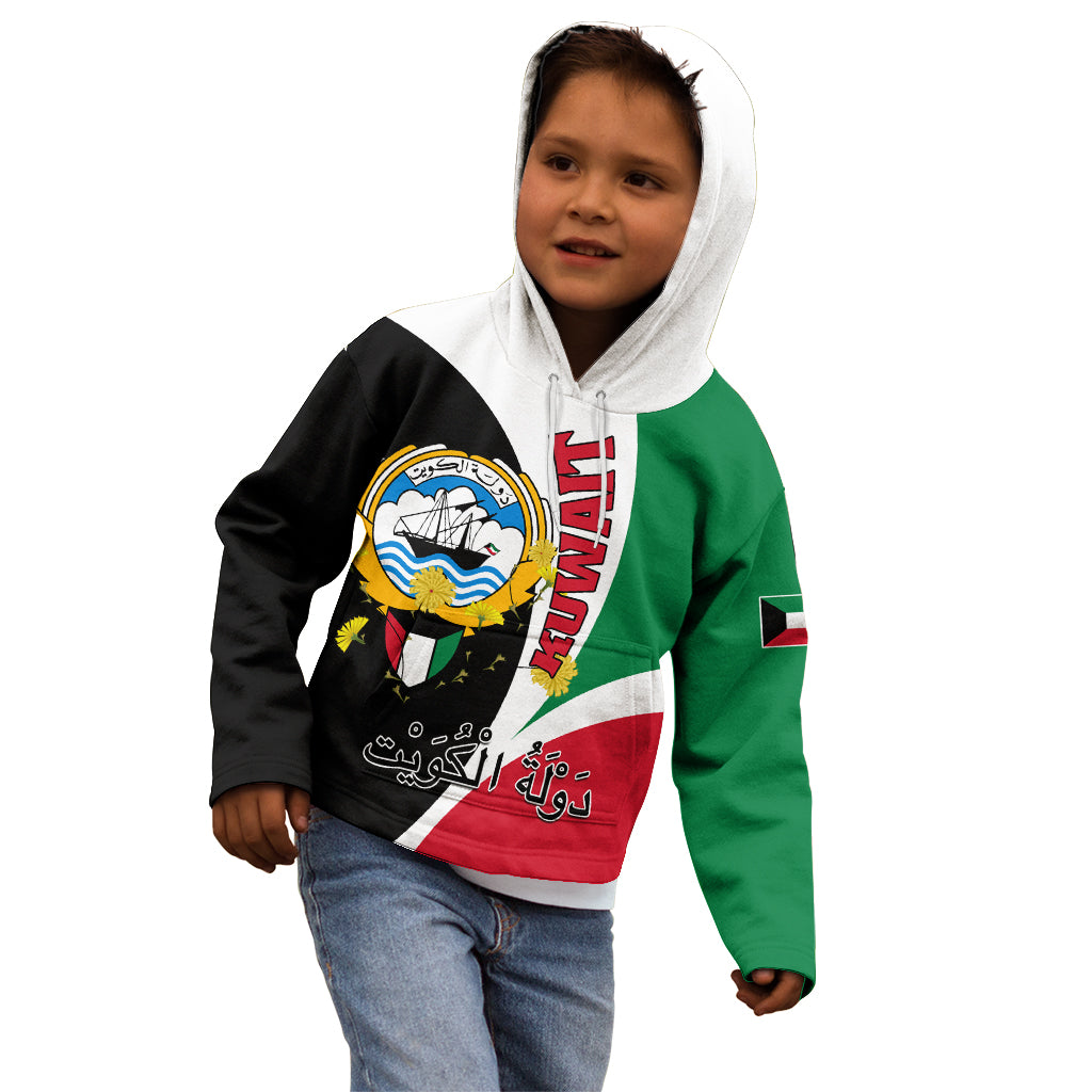 Kuwait National Day Kid Hoodie Kuwayt Coat Of Arms Arfaj Flower - Wonder Print Shop