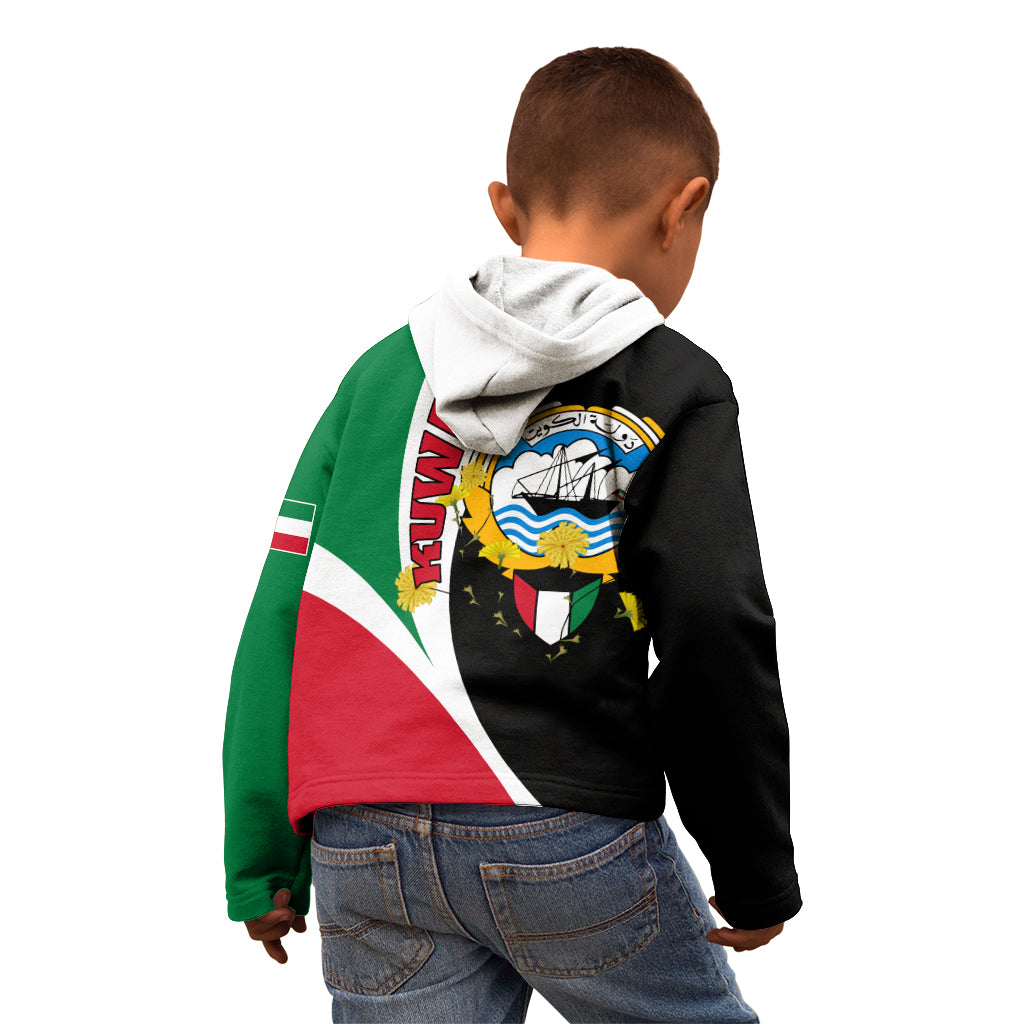 Kuwait National Day Kid Hoodie Kuwayt Coat Of Arms Arfaj Flower - Wonder Print Shop