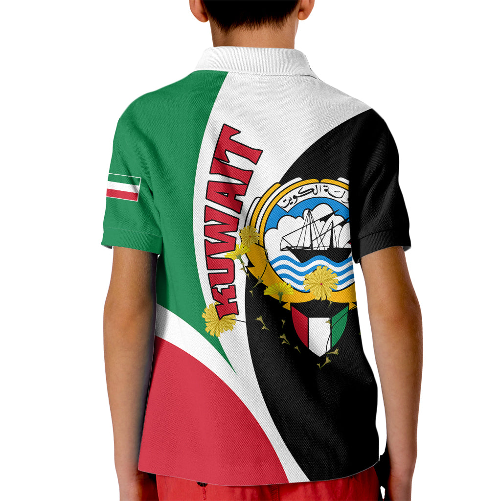Kuwait National Day Kid Polo Shirt Kuwayt Coat Of Arms Arfaj Flower - Wonder Print Shop