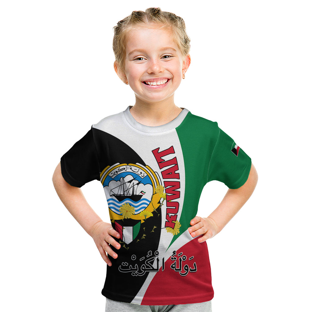 Kuwait National Day Kid T Shirt Kuwayt Coat Of Arms Arfaj Flower - Wonder Print Shop